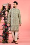 Buy_Kasbah_Blue Georgette Zari Chikankari Kurta _at_Aza_Fashions
