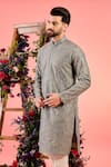 Kasbah_Beige Silk Embroidery, Zari Chikankari Kurta With Work _Online_at_Aza_Fashions