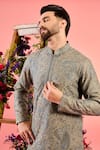 Buy_Kasbah_Beige Silk Embroidery, Zari Chikankari Kurta With Work _Online_at_Aza_Fashions