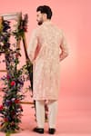 Shop_Kasbah_Peach Georgette Embroidery Chikankari Kurta _at_Aza_Fashions