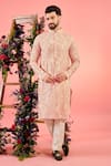 Buy_Kasbah_Peach Georgette Embroidery Chikankari Kurta _at_Aza_Fashions