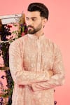 Buy_Kasbah_Peach Georgette Embroidery Chikankari Kurta _Online_at_Aza_Fashions