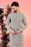Kasbah_Black Georgette Embroidery Chikankari Kurta _Online_at_Aza_Fashions