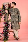 Buy_Kasbah_Black Georgette Sequins, Embroidery Kurta With _at_Aza_Fashions