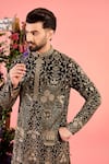 Kasbah_Black Georgette Sequins, Embroidery Kurta With _Online_at_Aza_Fashions