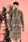 Buy_Kasbah_Black Georgette Sequins, Embroidery Kurta With _Online_at_Aza_Fashions