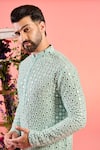 Buy_Kasbah_Blue Georgette Mirrors Ice Work Kurta _Online_at_Aza_Fashions