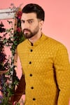 Kasbah_Yellow Silk Mustard Bandhgala Jacket _Online_at_Aza_Fashions