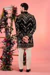 Shop_Kasbah_Black Georgette Patchwork Designer Sherwani _at_Aza_Fashions
