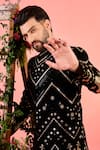 Buy_Kasbah_Black Georgette Patchwork Designer Sherwani _Online_at_Aza_Fashions