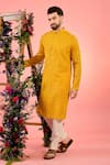 Buy_Kasbah_Yellow Georgette Sequins Chikankari Mustard Kurta _at_Aza_Fashions