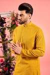 Kasbah_Yellow Georgette Sequins Chikankari Mustard Kurta _Online_at_Aza_Fashions