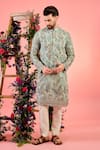 Buy_Kasbah_Green Georgette Embroidery Chikankari Kurta _at_Aza_Fashions