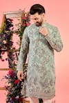 Kasbah_Green Georgette Embroidery Chikankari Kurta _Online_at_Aza_Fashions