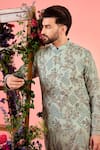 Buy_Kasbah_Green Georgette Embroidery Chikankari Kurta _Online_at_Aza_Fashions