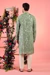 Shop_Kasbah_Green Georgette Embroidery Sage Chikankari Kurta _at_Aza_Fashions