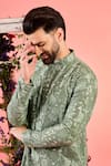Kasbah_Green Georgette Embroidery Sage Chikankari Kurta _Online_at_Aza_Fashions