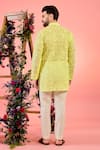 Shop_Kasbah_Yellow Organza Embroidery Sheer Chikankari Kurta _at_Aza_Fashions