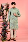 Buy_Kasbah_Green Silk Embroidery Mint Kurta _at_Aza_Fashions