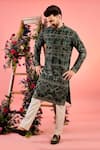 Buy_Kasbah_Black Georgette Embroidery Kashmiri Threadwork Kurta _at_Aza_Fashions