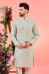 Kasbah_Blue Georgette Sequins Chikankari Kurta _Online_at_Aza_Fashions