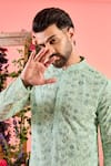 Kasbah_Blue Georgette Embroidery Chikankari Floral Kurta _Online_at_Aza_Fashions