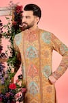 Kasbah_Mustard Georgette Embroidery Multicolor Chikankari Kurta _Online_at_Aza_Fashions