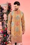Buy_Kasbah_Mustard Georgette Embroidery Multicolor Chikankari Kurta _Online_at_Aza_Fashions