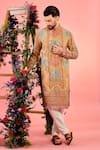 Buy_Kasbah_Mustard Georgette Embroidery Multicolor Chikankari Kurta _at_Aza_Fashions