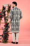 Shop_Kasbah_Black Silk Embroidery Blue Ombre Chikankari Kurta _at_Aza_Fashions