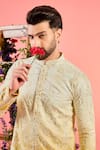 Buy_Kasbah_Yellow Silk Mirrors Ombre Work Kurta _Online_at_Aza_Fashions