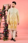 Buy_Kasbah_Yellow Silk Mirrors Ombre Work Kurta _at_Aza_Fashions