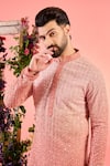 Buy_Kasbah_Peach Georgette Mirrors Ombre Work Kurta _Online_at_Aza_Fashions