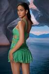 Amrta By Guneet Kondal_Green Chiffon, Shantoon Studs One Shoulder Asymmetric Mini Dress _at_Aza_Fashions