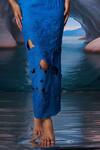Buy_Amrta By Guneet Kondal_Blue Linen, Cotton, Voile Cut Work Off-shoulder Dress 