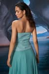 Shop_Amrta By Guneet Kondal_Blue Chiffon, Shantoon Embroidery Sweetheart Neck Moonreef Retro Maxi Dress _at_Aza_Fashions