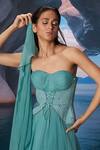 Buy_Amrta By Guneet Kondal_Blue Chiffon, Shantoon Embroidery Sweetheart Neck Moonreef Retro Maxi Dress _Online_at_Aza_Fashions