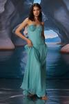 Shop_Amrta By Guneet Kondal_Blue Chiffon, Shantoon Embroidery Sweetheart Neck Conch Song Applique Maxi Dress _at_Aza_Fashions