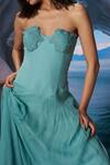 Buy_Amrta By Guneet Kondal_Blue Chiffon, Shantoon Embroidery Sweetheart Neck Conch Song Applique Maxi Dress 