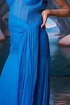 Shop_Amrta By Guneet Kondal_Blue Chiffon, Mesh Sweetheart Neck Dancing Through The Night Maxi Dress _Online_at_Aza_Fashions