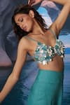 Buy_Amrta By Guneet Kondal_Blue Linen Beads Round Neck Retro Embellished Top And Wide Legged Pant _Online_at_Aza_Fashions
