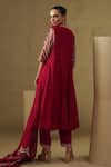 Shop_Kesar Studio_Red Silk Embroidery Round Neck Hand Anarkali Set _at_Aza_Fashions