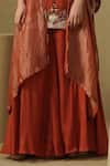 Kesar Studio_Orange Organza, Silk Embroidery Round , Open Rust Kurta Set _Online_at_Aza_Fashions