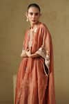 Buy_Kesar Studio_Orange Organza, Silk Embroidery Round , Open Rust Kurta Set _Online_at_Aza_Fashions