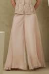 Kesar Studio_Pink Linen, Silk, Organza Embroidery V-neck Designer Street Jacket And Pant Set _Online_at_Aza_Fashions