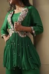 Kesar Studio_Green Silk, Georgette Beads, Embroidery Designer Handwork Breathtaking Set _Online_at_Aza_Fashions