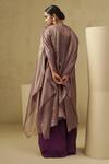 Shop_Kesar Studio_Purple Tissue, Crepe Embroidery Round Neck Lilac Kaftan And Cowl Skirt Set _at_Aza_Fashions