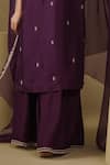 Kesar Studio_Purple Silk, Organza Embroidery Round Neck Designer Kurta Dupatta Set _Online_at_Aza_Fashions