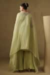 Shop_Kesar Studio_Green Silk, Organza Embroidery Round Neck Pista Designer Kurta Set _at_Aza_Fashions