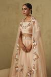Shop_Kesar Studio_Pink Silk, Organza Embroidery Round Neck Malang Lehenga Set _at_Aza_Fashions